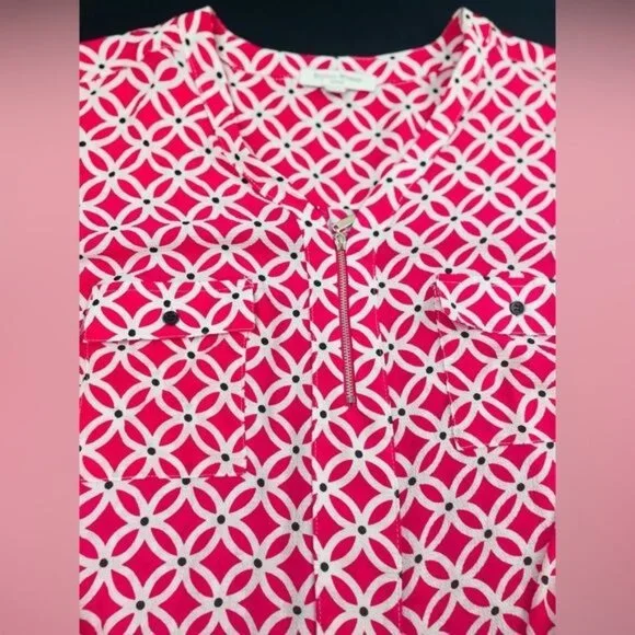 STUDIO WORKS Woman 2X Blouse Pink Front ZIP & 2 Pocket - Picture 9 of 15